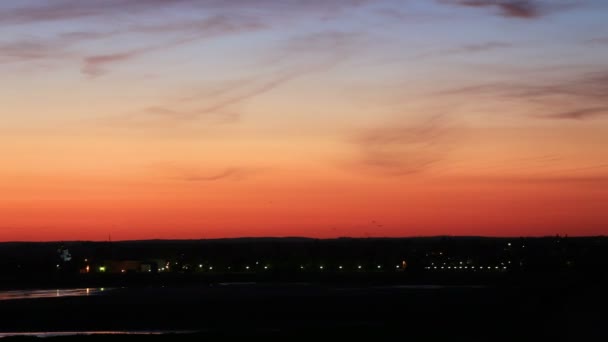 Paesaggio con bella alba dalla notte alla luce del mattino — Video Stock