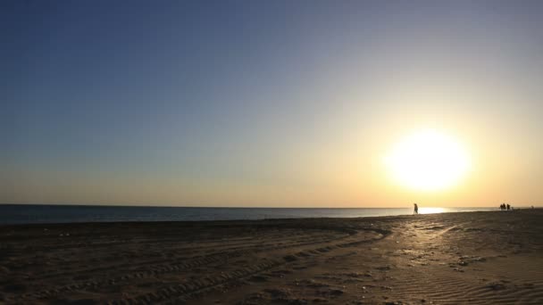 Gente caminando en la playa del mar — Vídeos de Stock