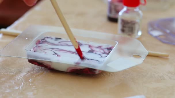 Womans hands making natural soap — Stock Video