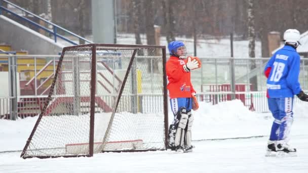 RUSIA, KRASNOGORSK - 15 DE NOVIEMBRE DE 2015: Liga de hockey para mujeres bandy, Rusia . — Vídeo de stock