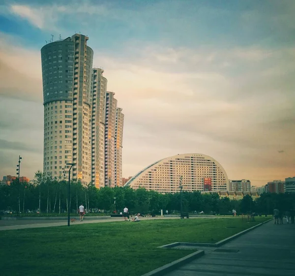 Moskova Nın Panoramik Manzarası Tarihi Binalar Uluslararası Merkezi — Stok fotoğraf