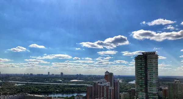 Panoramautsikt Över Moskva Historiska Byggnader Och Internationellt Affärscentrum — Stockfoto