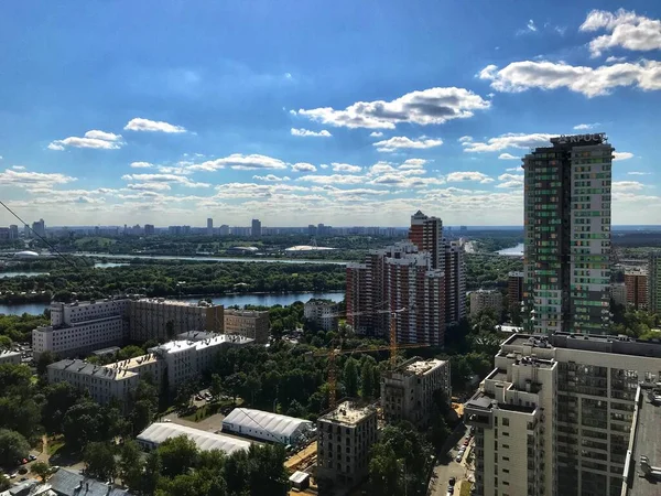 Panoramautsikt Över Moskva Historiska Byggnader Och Internationellt Affärscentrum — Stockfoto