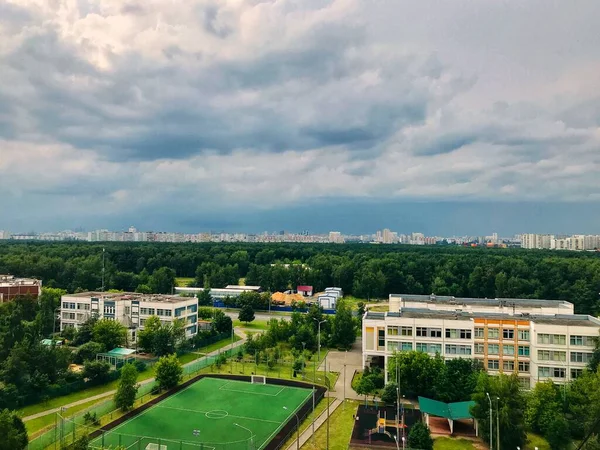 Panoramautsikt Över Moskva Historiska Byggnader Och Internationellt Affärscentrum — Stockfoto