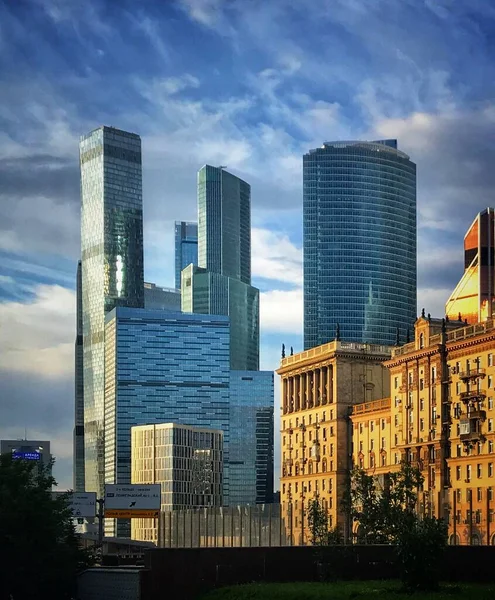 Панорамный Вид Москвы Исторические Здания Международный Бизнес Центр — стоковое фото