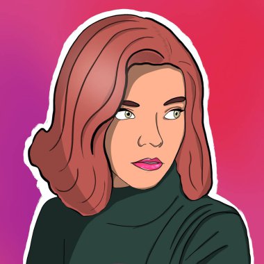 Queen 's Gambit' ten Beth Harmon. Üremede dijital illüstrasyon. 