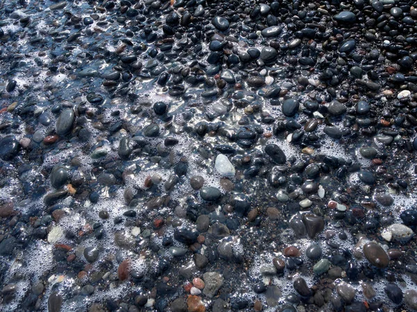 Galets Couleur Noire Dans Mer Égée Santorin — Photo