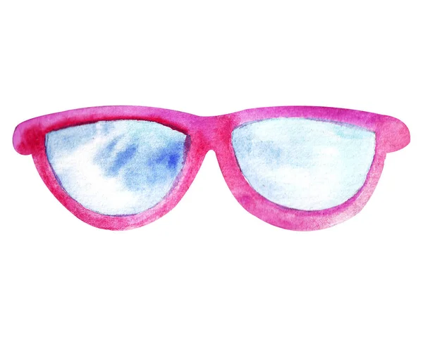 Υδατογραφία Ροζ Γυαλιά Ηλίου Μπλε Φακούς Ένα Σύμβολο Μόδας Νιότης — Φωτογραφία Αρχείου