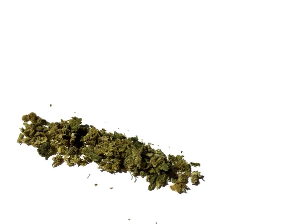 Línea Recta Marihuana Mezclada Sobre Fondo Blanco Aislado — Foto de Stock