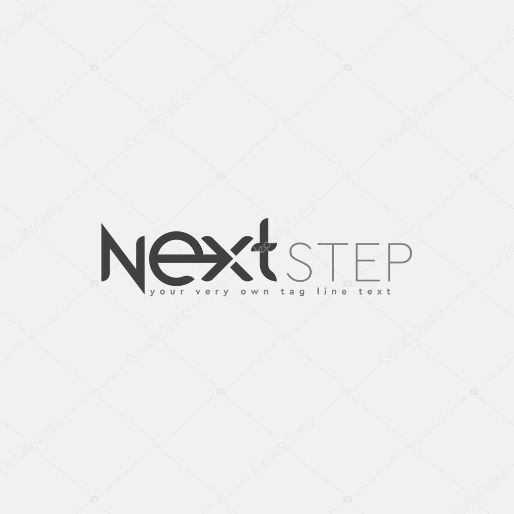 Next step logo, abstract minimalism light logo design for your brand, template, sign, symbol, icon