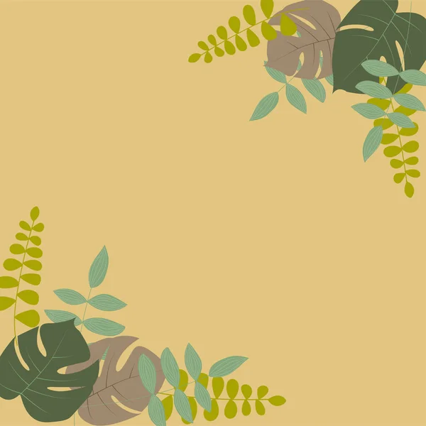 Fondo de hojas tropicales en colores pastel — Vector de stock