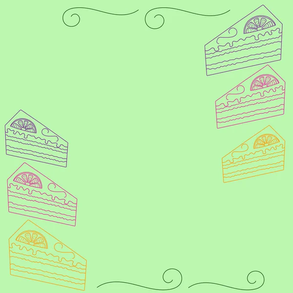 Pièce de cadre de gâteau. Dessin de contour — Image vectorielle