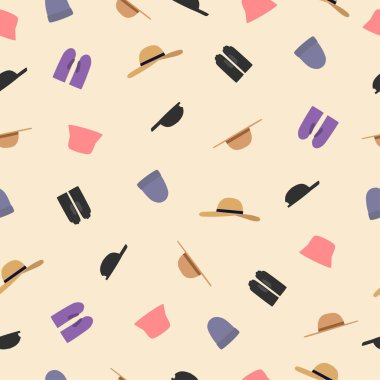 Şapkalar ve eldivenler pürüzsüz. Farklı şapka koleksiyonu 