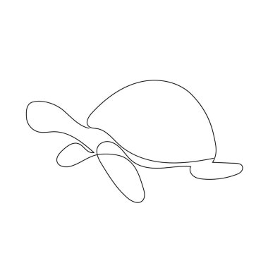  Beyaz arka planda deniz kaplumbağası. Bir çizim çizimi