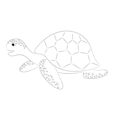Beyaz arka planda sevimli deniz kaplumbağası. Çizim çizimi