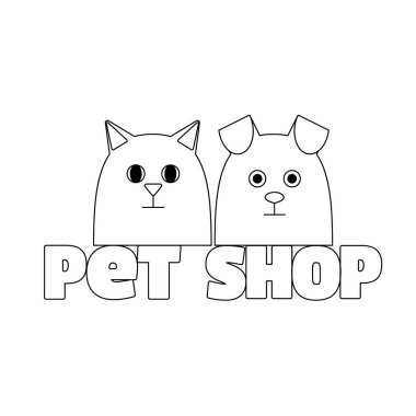 Evcil hayvan dükkanının logosu. Düz logo tasarımı