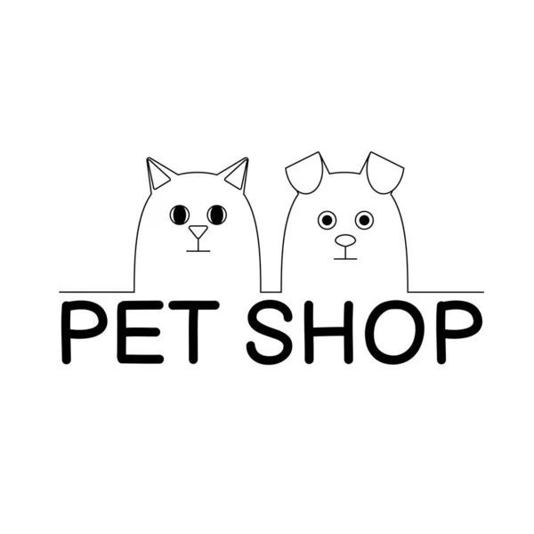 Pet shop logo. Contour outline cat and dog — Stock Vector