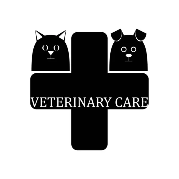 Черно-белый логотип ветеринарной помощи. Изолированный на белом фоне — стоковый вектор