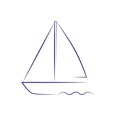 Yelkenli logosu beyaz arka planda izole edildi. Satır sanatı