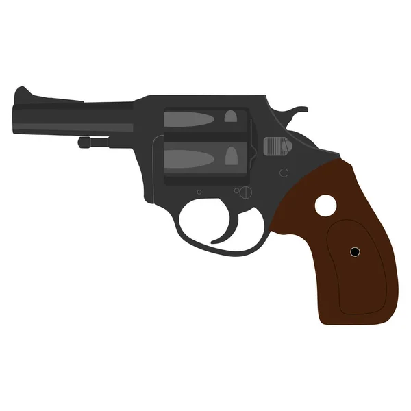 Револьверная плоская векторная иллюстрация. Портативный пистолет, защитное оборудование — стоковый вектор
