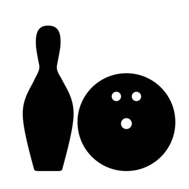 Bowling topu ve iğne. Minimalist simge tasarımı