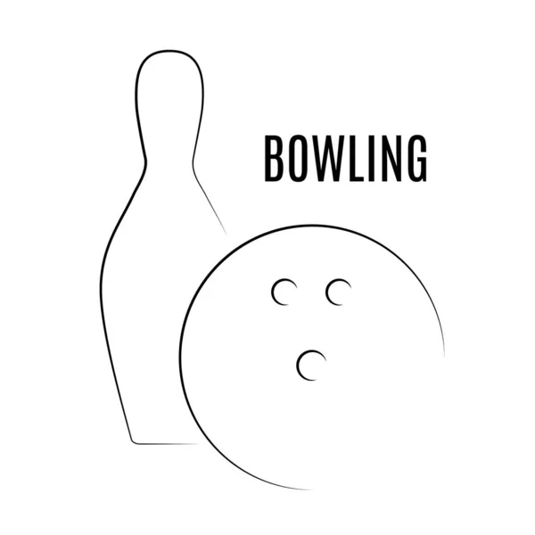 Bowling logosu tasarımı. Minimalist çizgi sanat tarzı — Stok Vektör