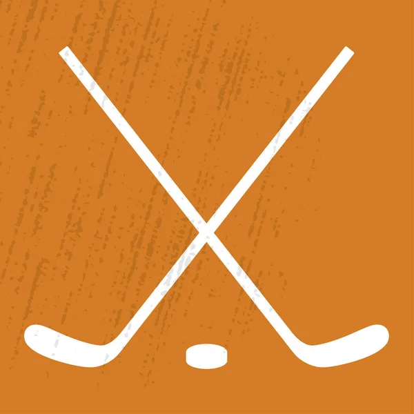 Bâtons de hockey croisés et rondelle. Style rétro — Image vectorielle