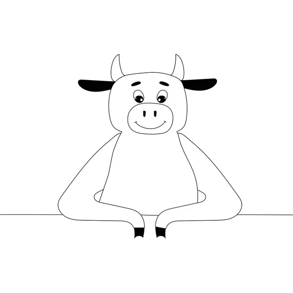 Vaca sonriente. Arte de línea. Ilustración vectorial aislada — Archivo Imágenes Vectoriales