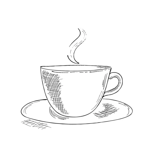 Чашка кофе или чай, нарисованная вручную. Векторная иллюстрация — стоковый вектор