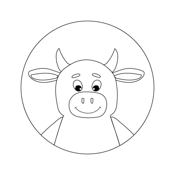 Jolie tête de vache. L'art linéaire. Modèle pour la conception de logo, carte, impression — Image vectorielle