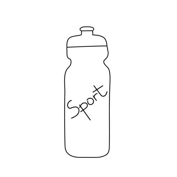 Спортивная бутылка воды. Дудл Лайн Арт. Иллюстрация воды в контейнерах для спорта и фитнеса. — стоковый вектор