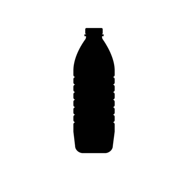 Botol air dalam desain ikon datar. Siluet hitam botol. Ilustrasi vektor terisolasi pada latar belakang putih. - Stok Vektor