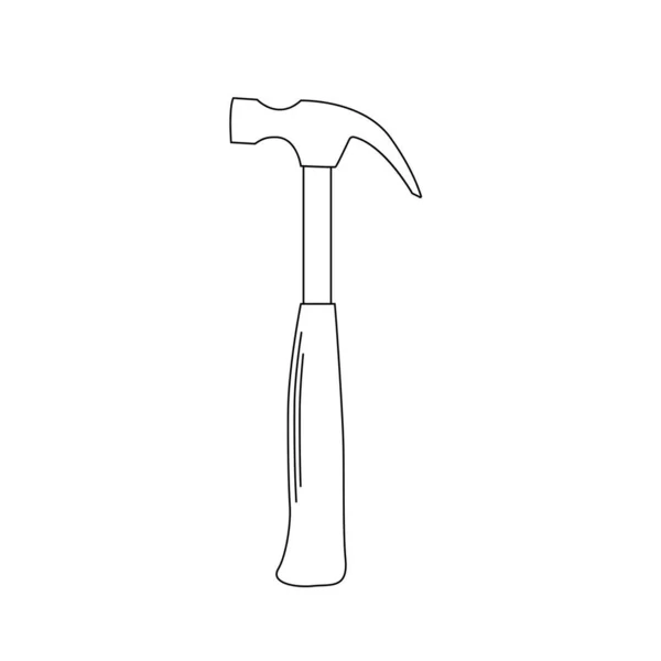 Martillo de contorno de contorno. Herramienta de reparación. Instrumento doméstico. — Vector de stock