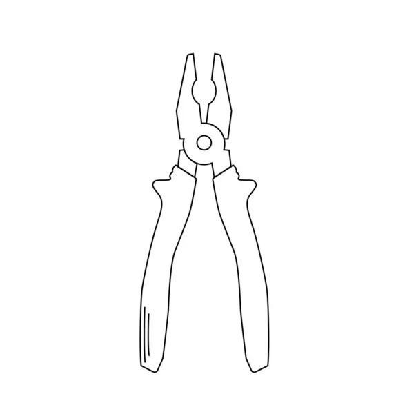 Skissera konturtång. Reparationsverktyg för siluett. Hushållsinstrument. — Stock vektor