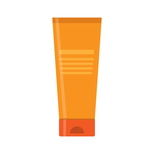 Orangen Sahneschlauch. Plastikbecher für Kosmetik. Flacher Stil. — Stockvektor