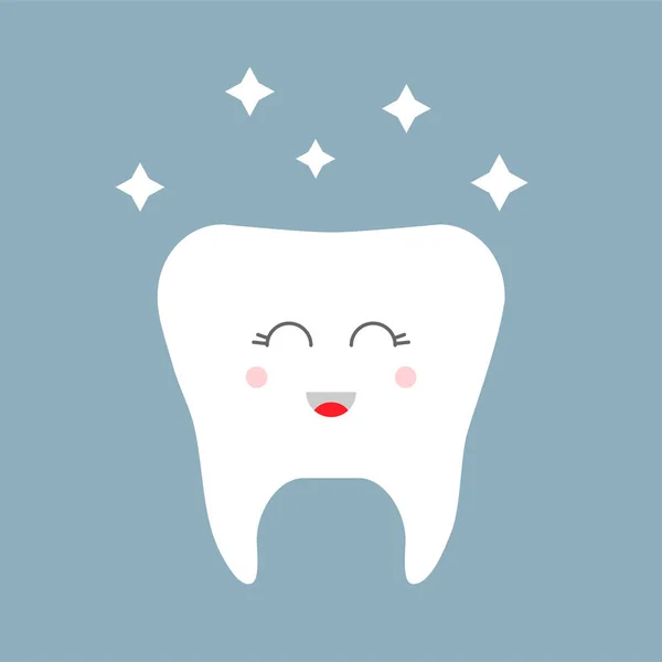 Een glimlachende schone tand. Leuke tand karakter. Idee van tandheelkundige zorg. — Stockvector