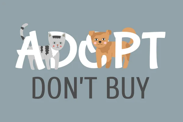 День бездомных животных. Усыновляй, не покупай. Кошка и собака. Концепция усыновления. — стоковый вектор