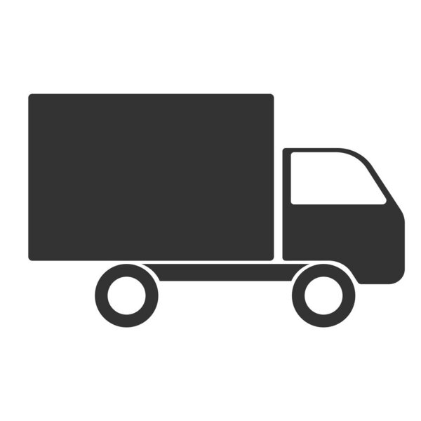 Delivery cargo truck. Lorry truck. Black icon design. 