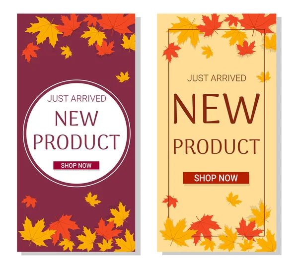 Otoño nuevo producto banners conjunto con hojas de arce. — Archivo Imágenes Vectoriales