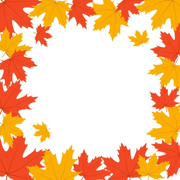 Der Herbst geht. Rahmen mit Ahornblättern auf weißem Hintergrund — Stockvektor