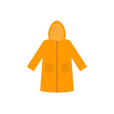 Sarı yağmurluk. Sonbahar ya da bahar giysileri yağmurlu hava için. Düz biçim tasarımı.