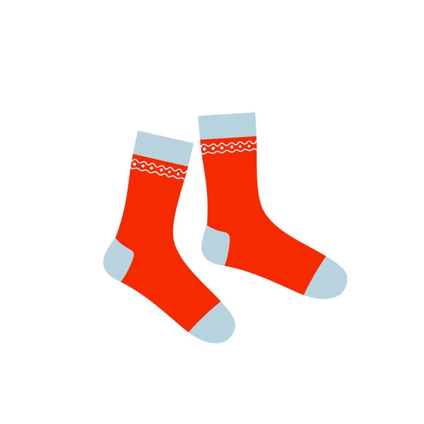 Calcetines rojos. Ropa para la temporada de invierno. Medias de Navidad. Estilo Doodle. — Vector de stock