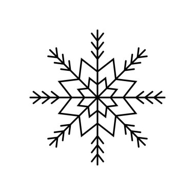 Siyah kar tanesi. Simge logosu tasarımı. Buz kristali kış sembolü. Kış tasarımı için şablon. 