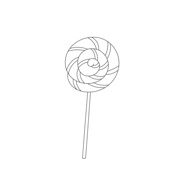Sucette de doodle rayée en spirale. L'art linéaire. Suceur torsadé bonbons sur bâton. — Image vectorielle