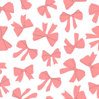 Beyaz arka planda pürüzsüz pembe fiyonklar çizilmiş. Tebrik kartı, davetiye, poster, pankart, ambalaj kağıdı şablonu. Vektör illüstrasyonu