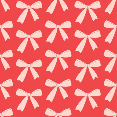 Kırmızı arka planda el yayı çiziminin kusursuz deseni. Tebrik kartı, davetiye, poster, pankart, ambalaj kağıdı şablonu. Vektör illüstrasyonu