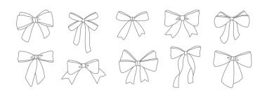 El çizimi fiyonklar. Tebrik kartı, davetiye, poster, afiş ve hediye çeki için tasarım ögesi. İzole vektör illüstrasyonu.