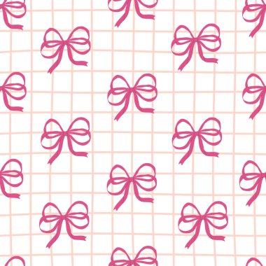 Pembe fiyonklarda ve çizgilerde pürüzsüz izler var. Tebrik kartı, davetiye, poster, pankart, ambalaj kağıdı şablonu. Vektör illüstrasyonu