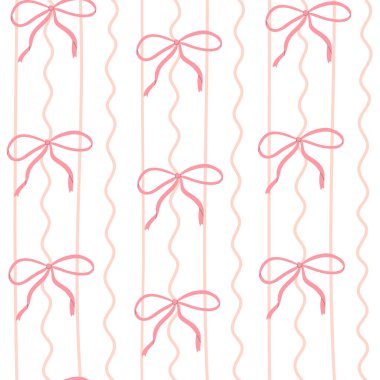 Pembe fiyonklarda ve çizgilerde pürüzsüz izler var. Tebrik kartı, davetiye, poster, pankart, ambalaj kağıdı şablonu. Vektör illüstrasyonu