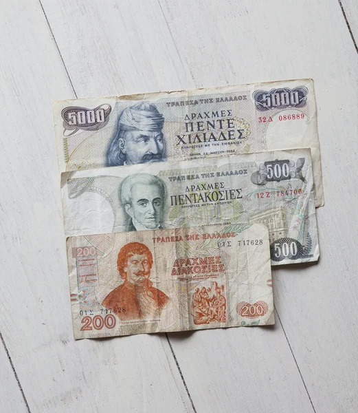 Ελληνική χρήματα, δραχμή στο τραπέζι — Φωτογραφία Αρχείου
